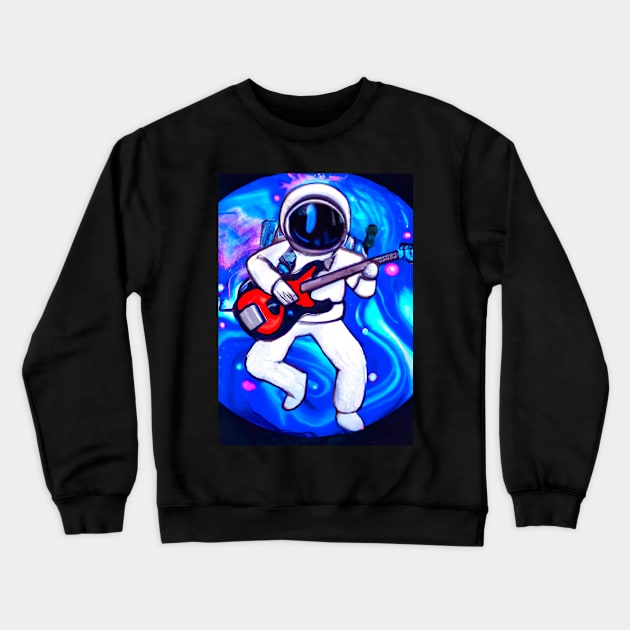 Astronaut Plays Guitar Crewneck Sweatshirt by maxcode